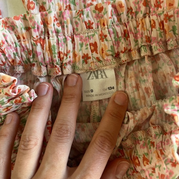 Zara Wideleg Multicolor Floral Pants for Girl Size 9 - Picture 3 of 4